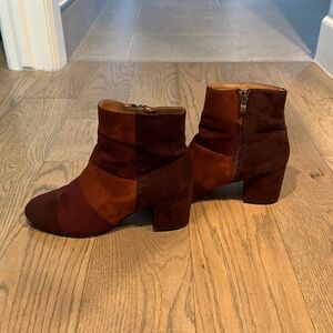 UO color block suede booties